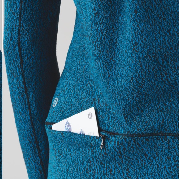 Lululemon Rush Hour 1/2 Zip Running Luon Spray Jacquard Shocking Blue Black sz 6 - Picture 4 of 13